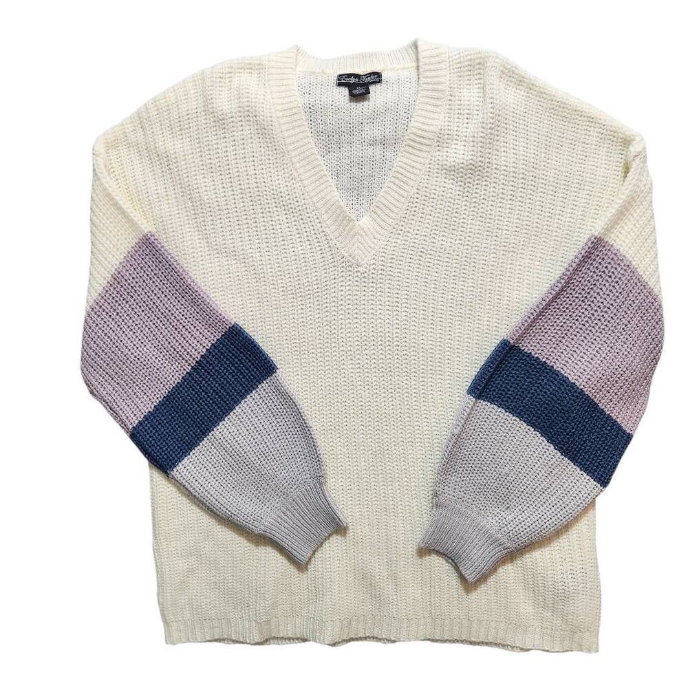 Evelyn Taylor Woman sweater vneck colorblock stripe‎ 3X
